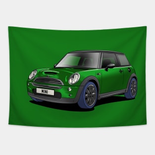 Mini Cooper in Green Tapestry