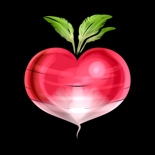 Radish In Heart Shape - Vegetarian - Go Vegan by SinBle