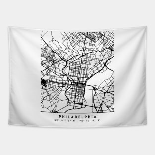 PHILADELPHIA PENNSYLVANIA BLACK CITY STREET MAP ART Tapestry