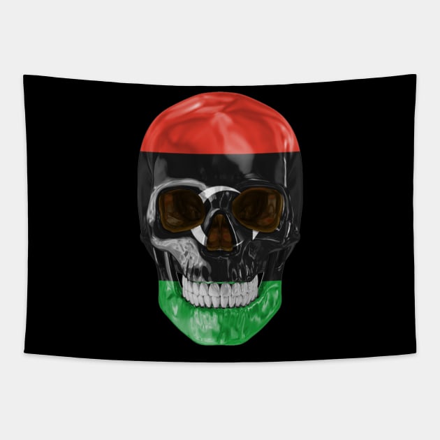 Libya Flag Skull - Gift for Libyan With Roots From Libya Tapestry by Country Flags