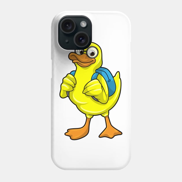 Duck as Student with Backpack Phone Case by Markus Schnabel