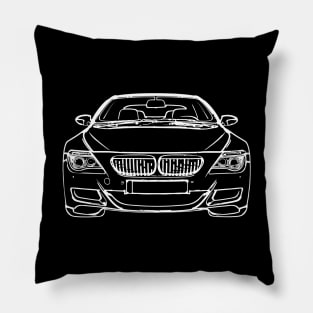 White E63 Car Sketch Art Pillow