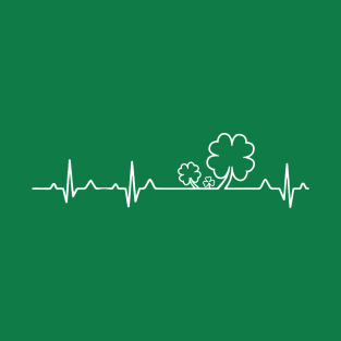 Shamrock Four-Leaf Clover Heartbeat T-Shirt