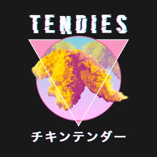 Vaporwave Tendies Chicken Tenders Japanese Kanji Glitch Art T-Shirt