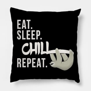 Eat Sleep Chill Repeat Chilling Sloth Silhouette Pillow