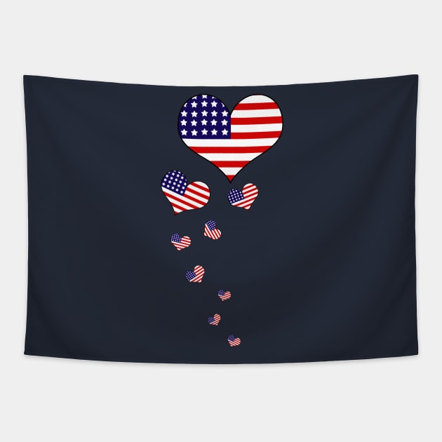 Hearts Stars Stripes American Flag Tapestry by letnothingstopyou