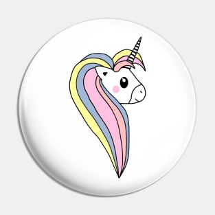 Cute Colorful Pink Unicorn Head with Pretty Mane Pin