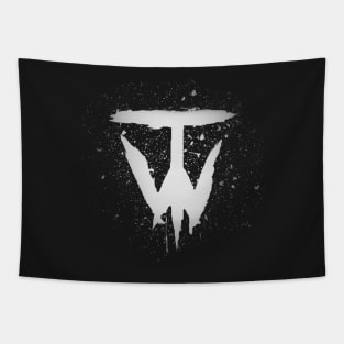 White Trigger Warning Paint Slash Logo Tapestry