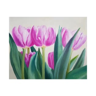 Pink Spring Tulips - oil painting T-Shirt