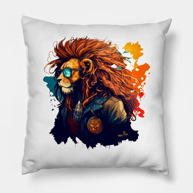 Hipster Lion Pillow by ChasingTees