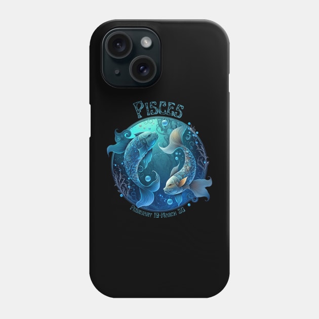 Retro PIsces Zodiac Sign Phone Case by Curio Pop Relics