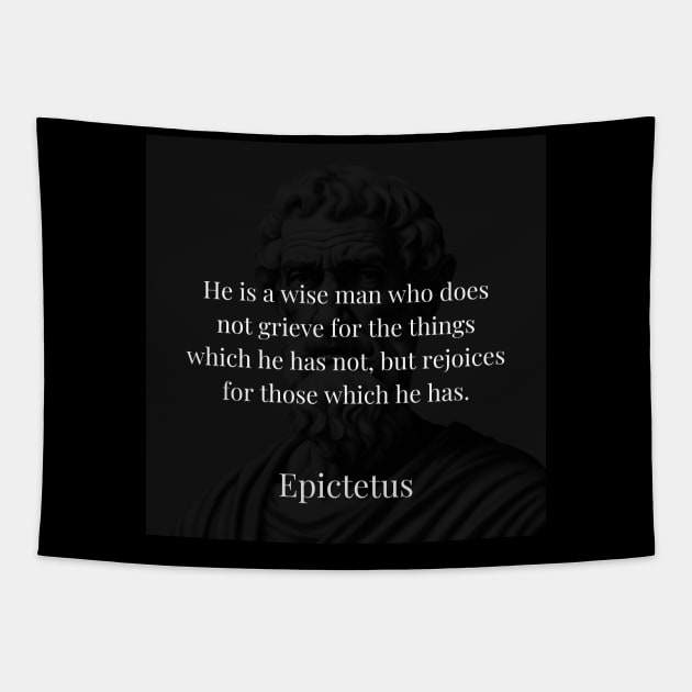 The Wisdom of Contentment: Epictetus's Guide to Joy Tapestry by Dose of Philosophy
