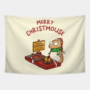 Merry Christmouse Funny Mouse Trap Tapestry