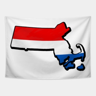 Red, White, and Blue Massachusetts Outline Tapestry