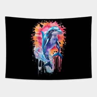 Harmony of Colors: McKenna's Tie-Dye Dolphin Serenade Tapestry