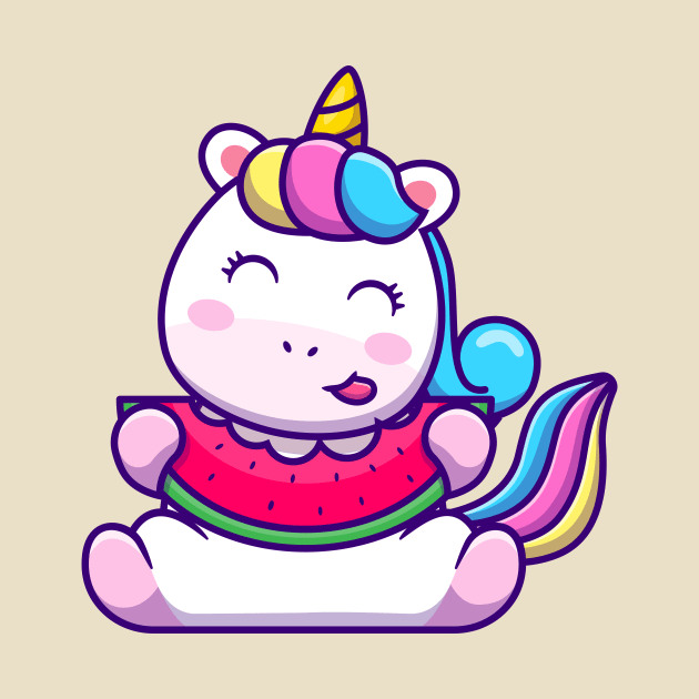 Cute Unicorn Eating Watermelon by Catalyst Labs