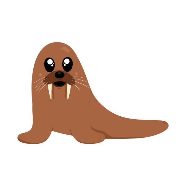Smiling Walrus Illustration by PandLCreations