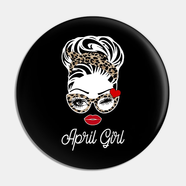 Womens April Girl Wink Eye Woman Face Bandana Leopard Was Born In April Pin by gussiemc