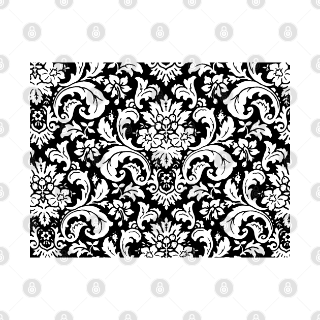 Black and White Vintage Paisley Pattern by Overthetopsm