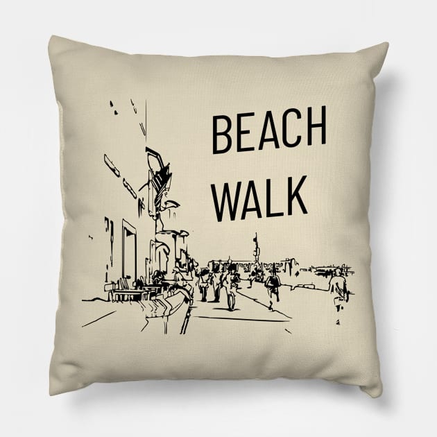 Beach Walk! Pillow by Silhouettes In Space