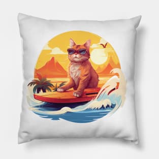 Summer Full Of Surfing - Cat Lovers Edition Pillow