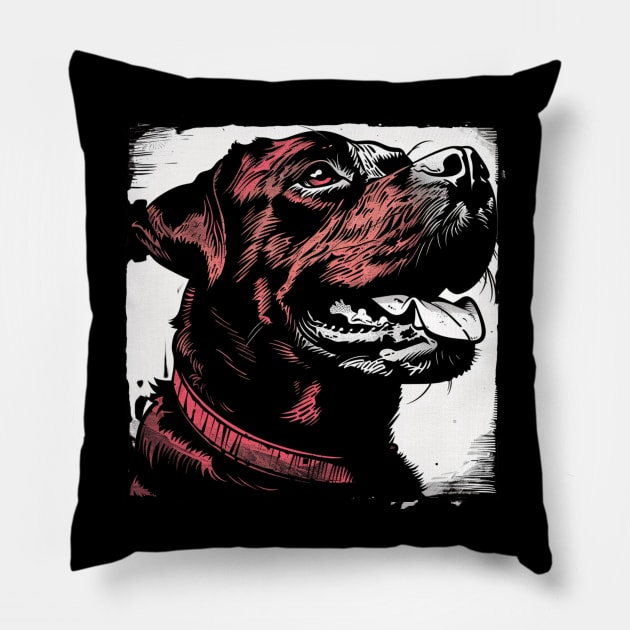 Retro Art Rottweiler Dog Lover Pillow by June Sixteen