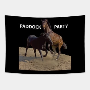 Paddock Party - Funny Horse Graphic Tapestry