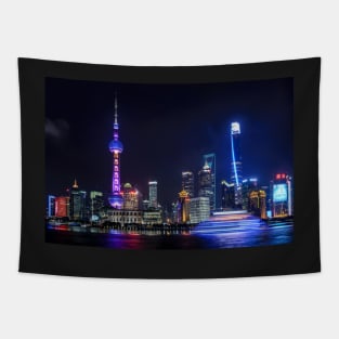 Neon city landscape Tapestry