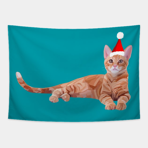 Christmas Orange Ginger Kitten Tapestry by Art by Deborah Camp