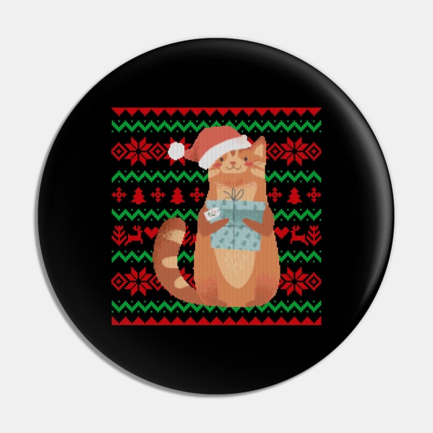 Christmas - Ugly Christmas Cat Pin by Shiva121