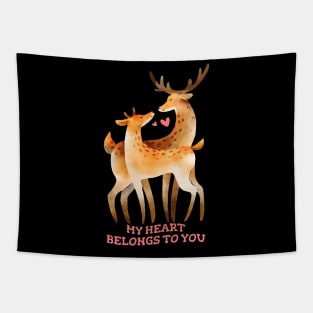 DEER LOVE My Heart Belongs to you Tapestry