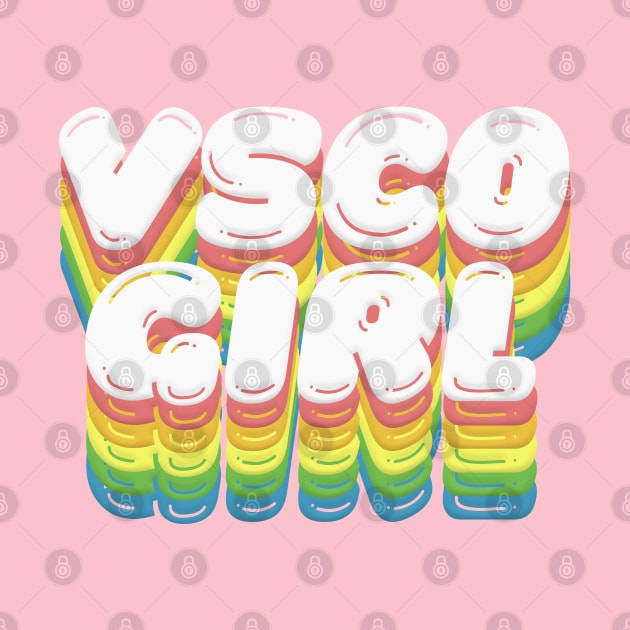 VSCO Girl ~ Retro Rainbow Typography Design by DankFutura