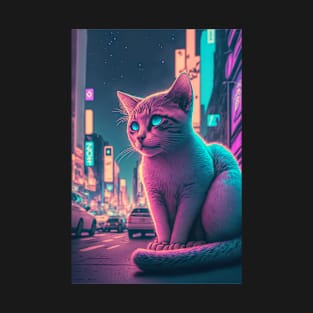 neon cat in the street T-Shirt