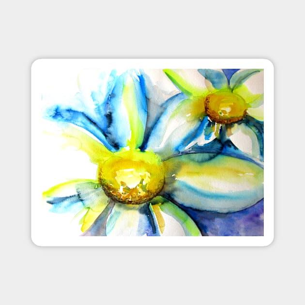 Watercolor painting daisies Magnet by kittyvdheuvel