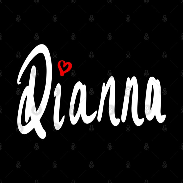 Dianna girls name woman’s first name in white cursive calligraphy personalised personalized customized name Gift for Dianna by Artonmytee