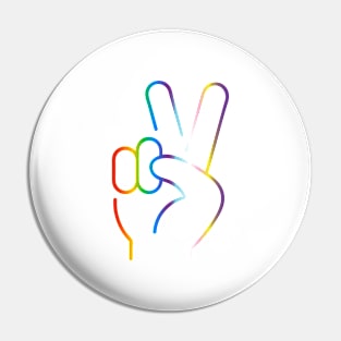 Peace sign 2 fingers - progress pride flag colors - International Day of Peace Pin