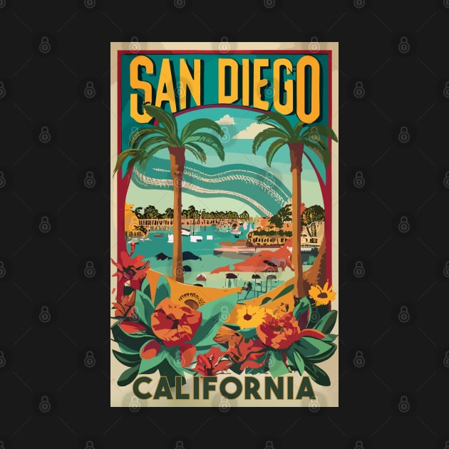 A Vintage Travel Art of San Diego - California - US by goodoldvintage