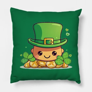 St Patricks day lucky day with shamrock and gold Pillow