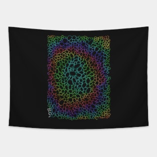 Rainbow Pebble Work (on Black): an Abstract Colorful Artwork Tapestry