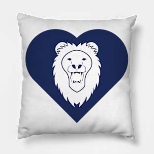 Lion Mascot Cares Navy Pillow