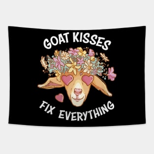 Spread Love and Laughter with Our Goat Kisses Fix Everything Tapestry