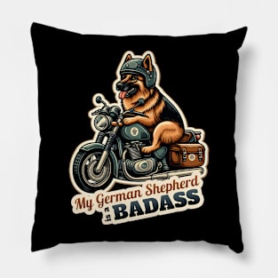 German Shepherd Biker Pillow