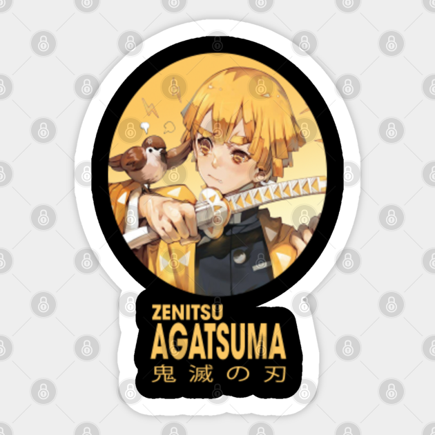 Demon Slayer Anime Character Zenitsu Agatsuma Demon Slayer Sticker Teepublic