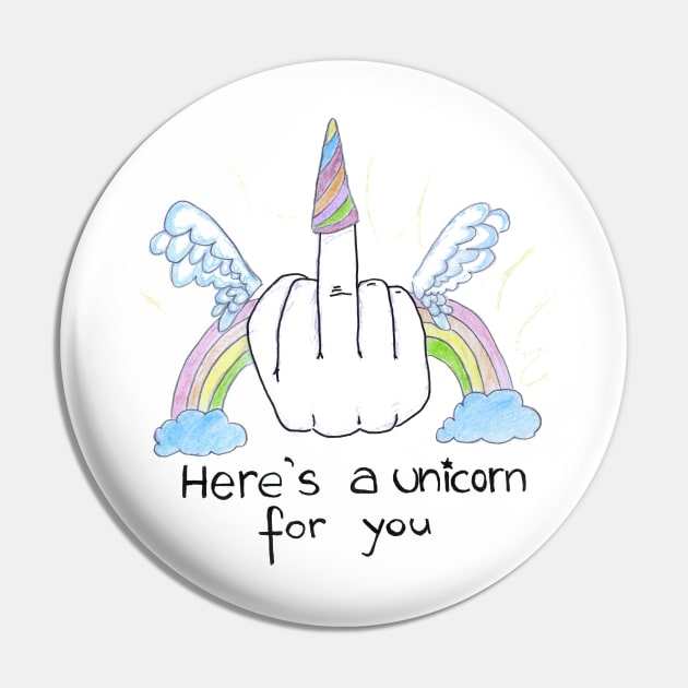 Rude Unicorn Pin by BalumbaArt