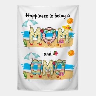 Happiness Is Being A Mom And Ama Summer Beach Happy Mother's Day Tapestry