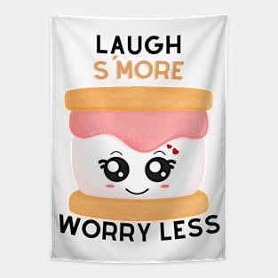 Laugh S'More Worry Less - Cute Brows Marshmallow Face Tapestry