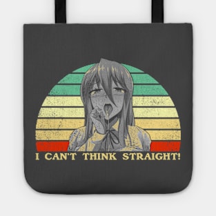 I Can't Think Straight - Lesbian Anime Pun - Retro Sunset Tote