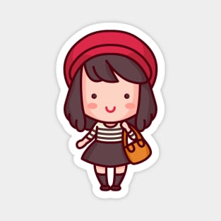 Kawaii French Parisian Girl Character Magnet