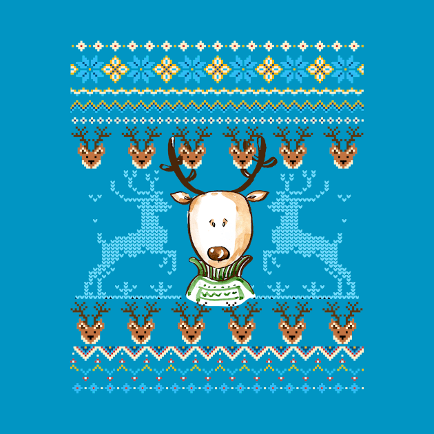 Ugly Sweater Style Reindeer Print by letnothingstopyou