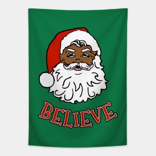 Black Santa Believe Tapestry